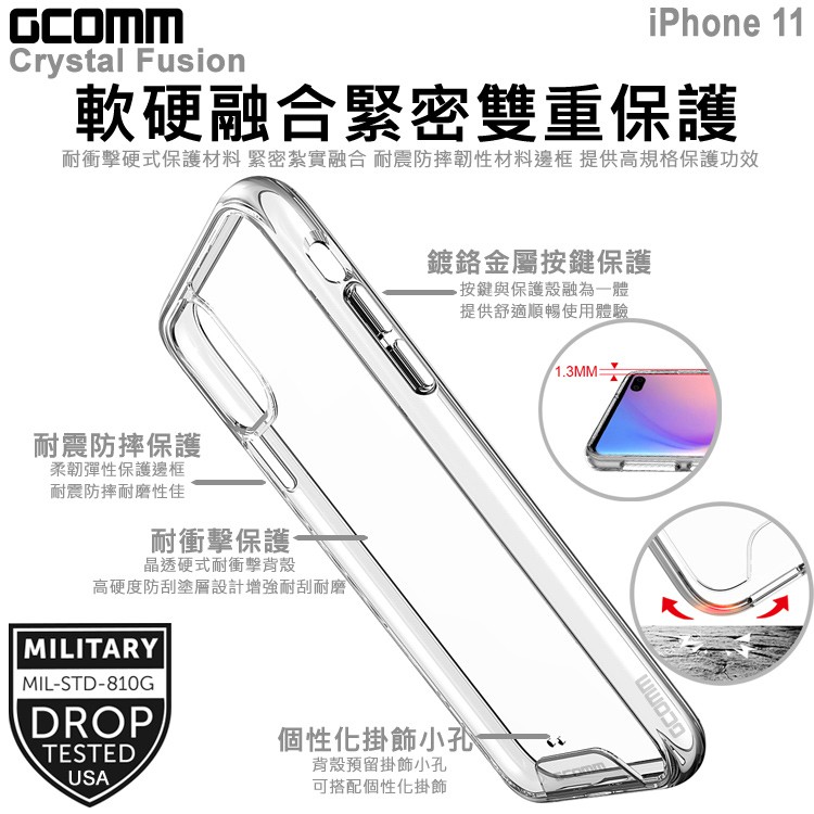 GCOMM iPhone 11 晶透軍規防摔殼 Crystal Fusion, , large