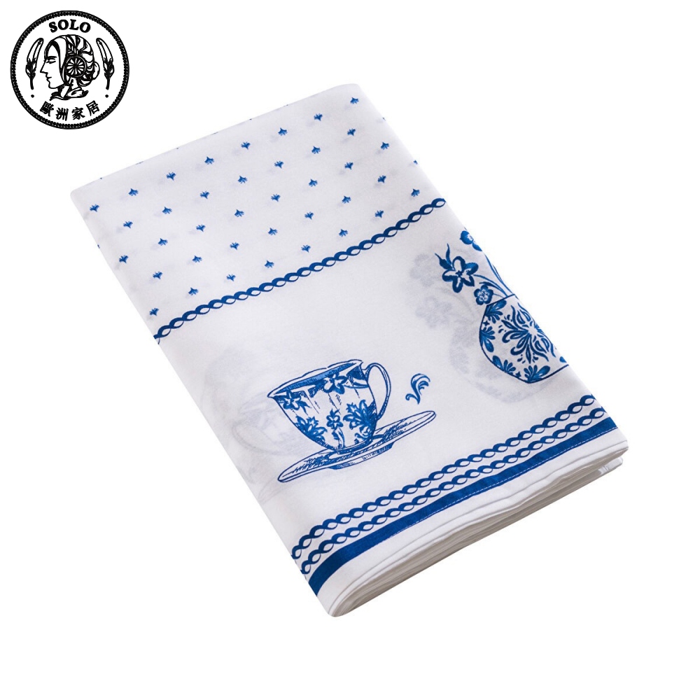 【SOLO Vintage】LCW Home 150x200cm Blue Porcelain Style Table Cloth Made in Turkey, , large