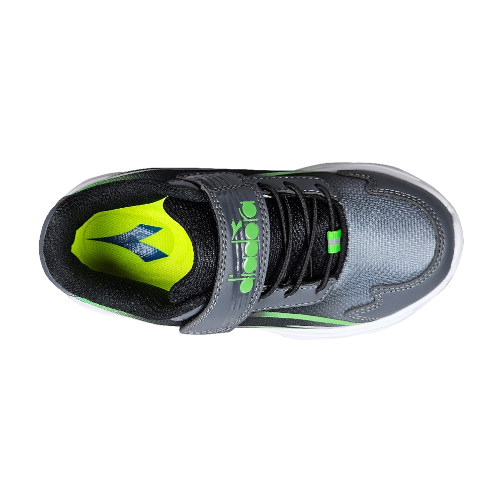 DIADORA迪亞多那 競速小將兒童運動鞋 童運動鞋 童鞋 寬楦 透氣 保護後跟 吸震 減壓 健康鞋墊 止滑 黑綠 粉紫, , large