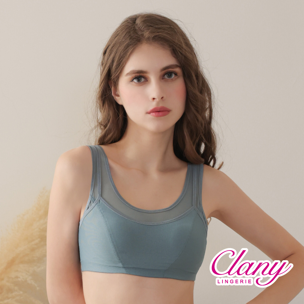 【Clany可蘭霓 】女力覺醒 台灣製涼感防震M-3XL無鋼圈運動內衣 加大尺碼 8080-83 松霧綠, , large