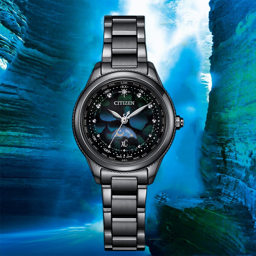 CITIZEN 星辰 100週年限量宇宙幻彩 xC 鈦金屬光動能電波女錶 EE1008-56E, , large