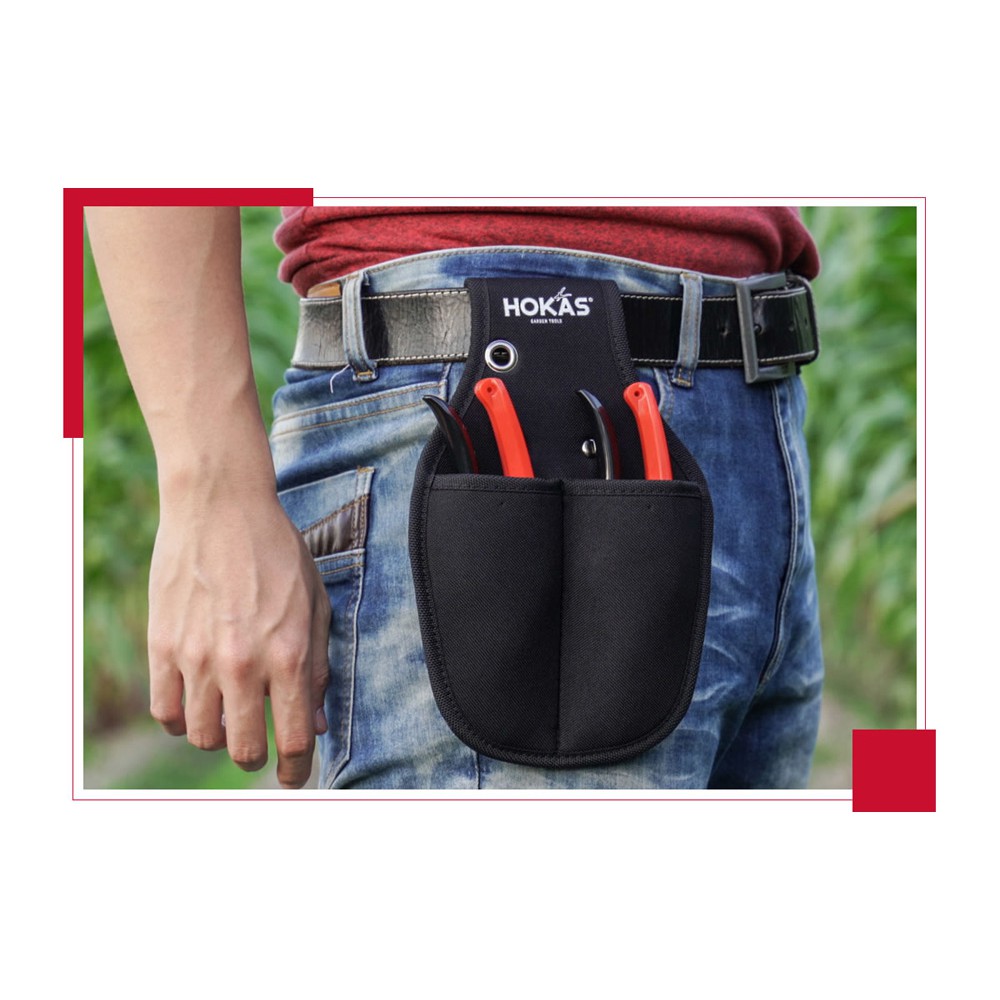 【HOKAS】S415兩入工具袋(L) (剪定鋏 花剪  修枝剪刀 收納套 工具布 水電腰包袋 工具套 園藝剪刀套), , large