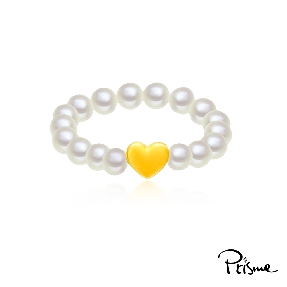 【Prisme Gold】黃金戒指 純金999貝珠珍珠戒指 (金重：約0.02錢&plusmn;0.01) - 簡約愛心, , large