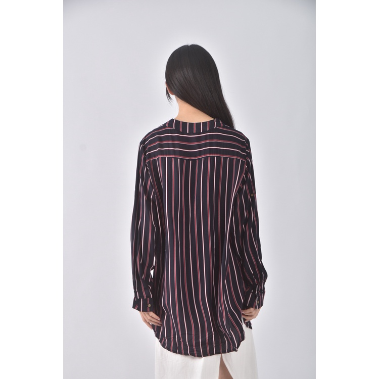 (XL) 條紋黑色長袖上衣二手衣, , large