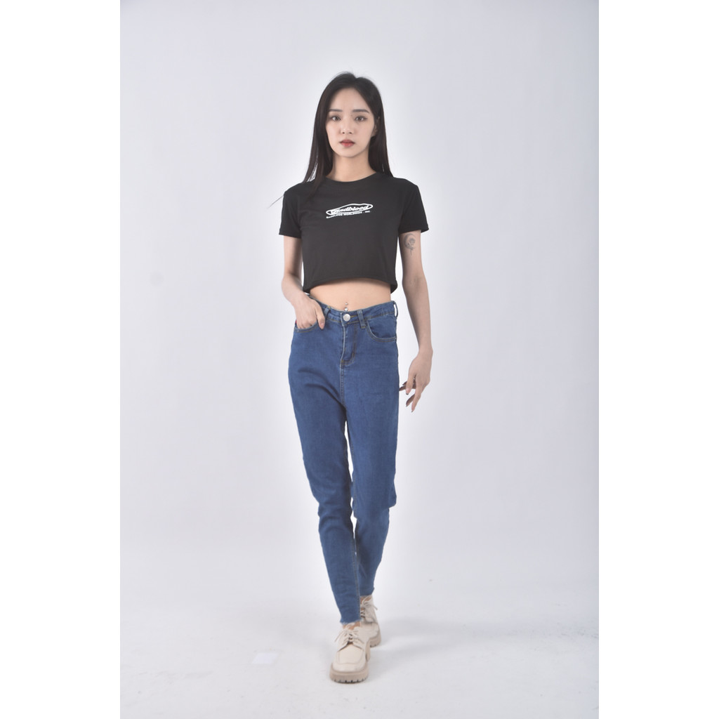 (S) classic韓牌高腰丹寧牛仔藍色長褲二手衣, , large