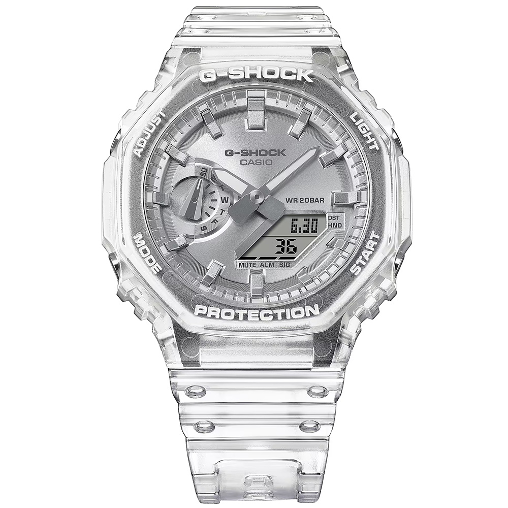 CASIO 卡西歐 G-SHOCK 半透明感 金屬蒸鍍工藝 雙顯電子錶 手錶 GA-2100BM-7A8, , large