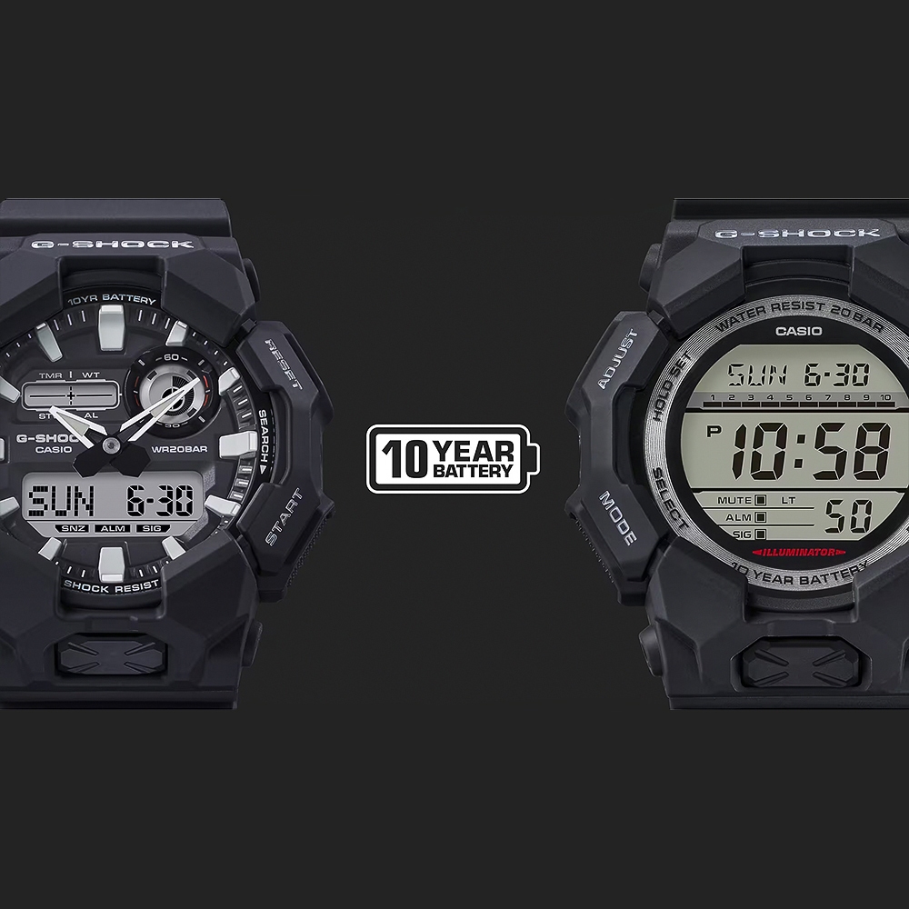 CASIO 卡西歐 G-SHOCK 10年電力 大螢幕電子錶 學生錶 GD-010-1A1, , large