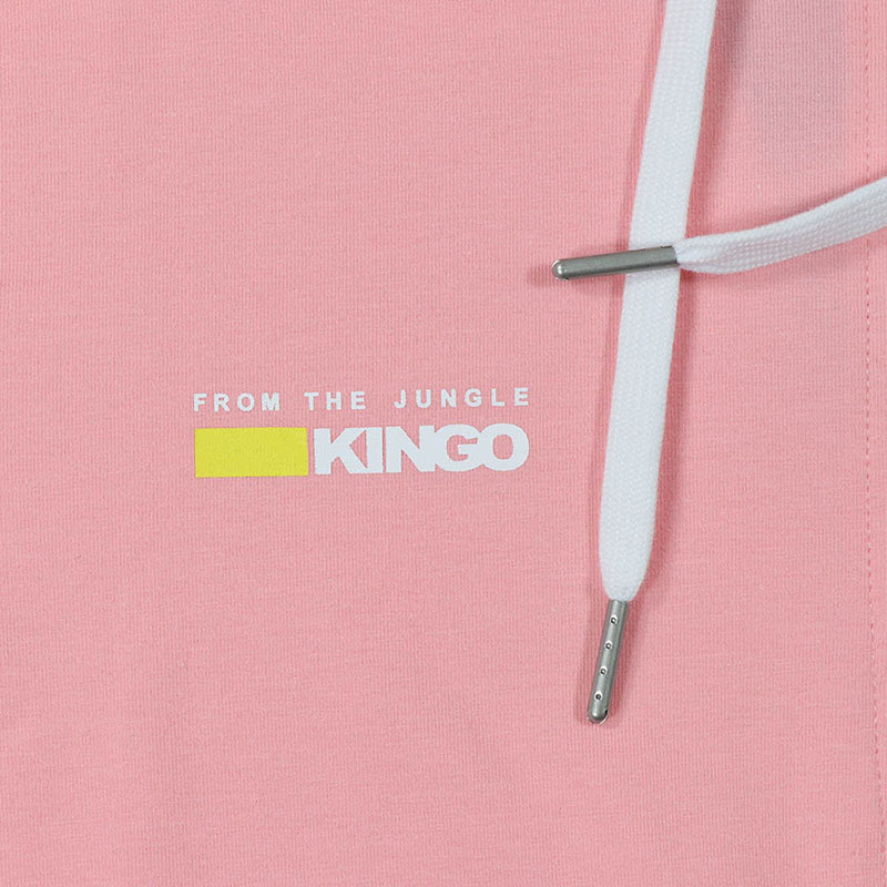 KINGO-大尺碼-女款-連帽彈性棉外套-丈青/淺粉-K44502, , large