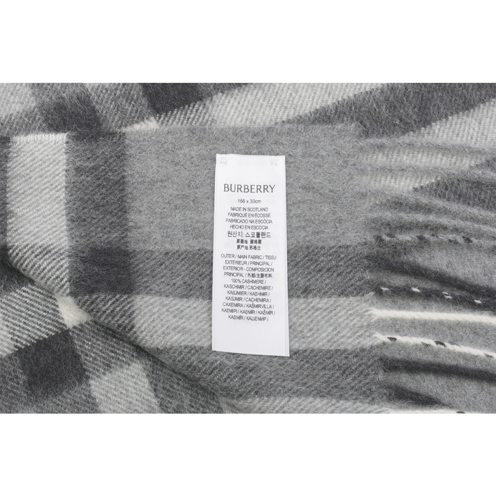 BURBERRY 基本款經典格紋喀什米爾圍巾/灰色, , large