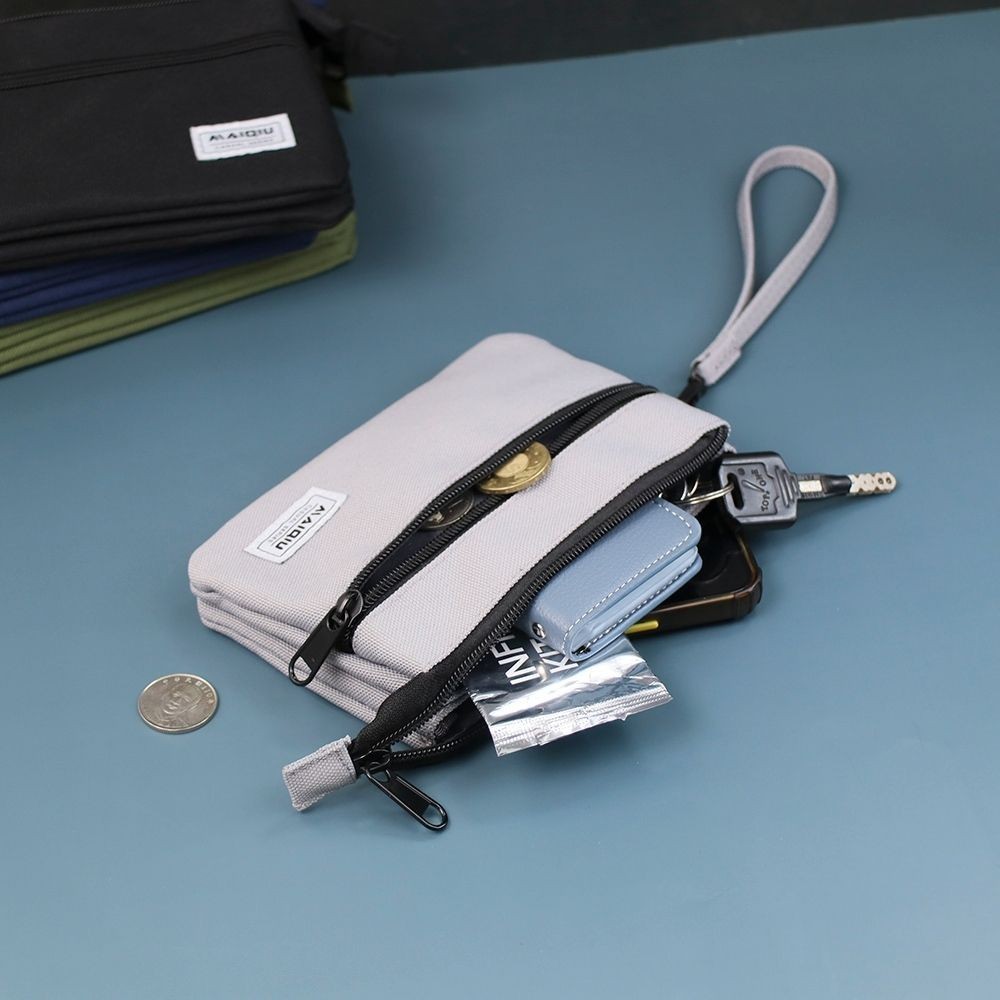 【MQ】雙層手拿包/零錢包-黑色 手機包 隨身包, , large