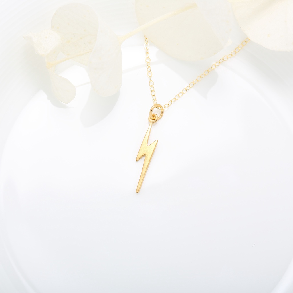 【Angel & Me】金光 閃電 寶可夢 925純銀 厚鍍24k純金 項鍊 禮物, , large