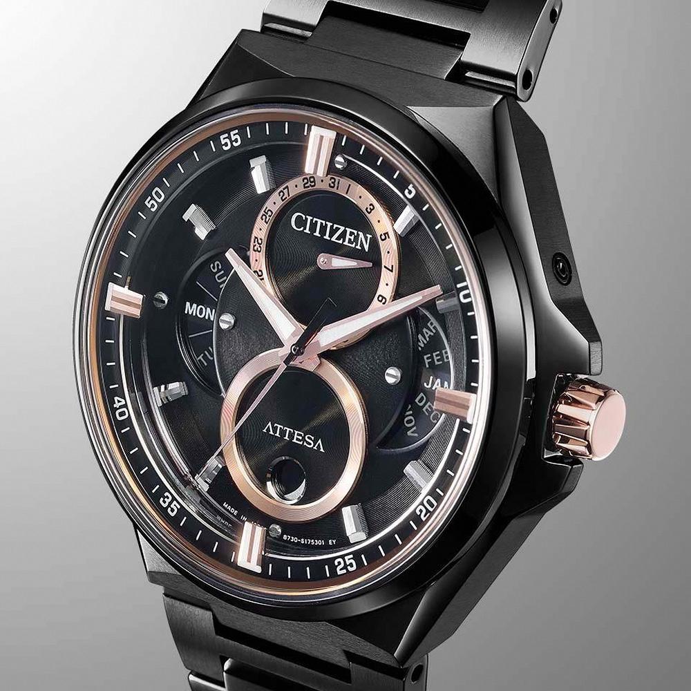 CITIZEN 星辰 鈦金屬 光動能三重日曆月相手錶/42mm BU0065-64E, , large