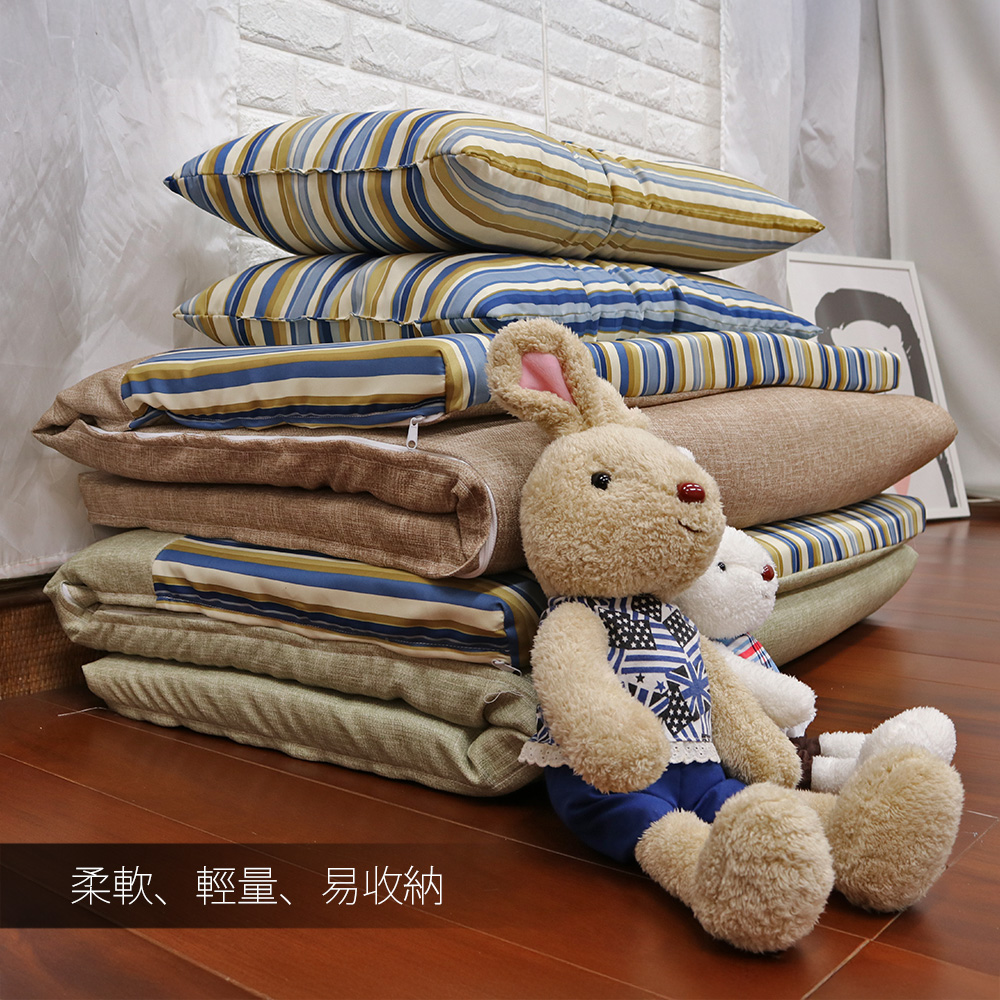 [台客嚴選] 地中海風簡約舒適單人床墊附枕 可拆洗 台灣製 學生床墊 單人床墊 摺疊墊 記憶枕, , large