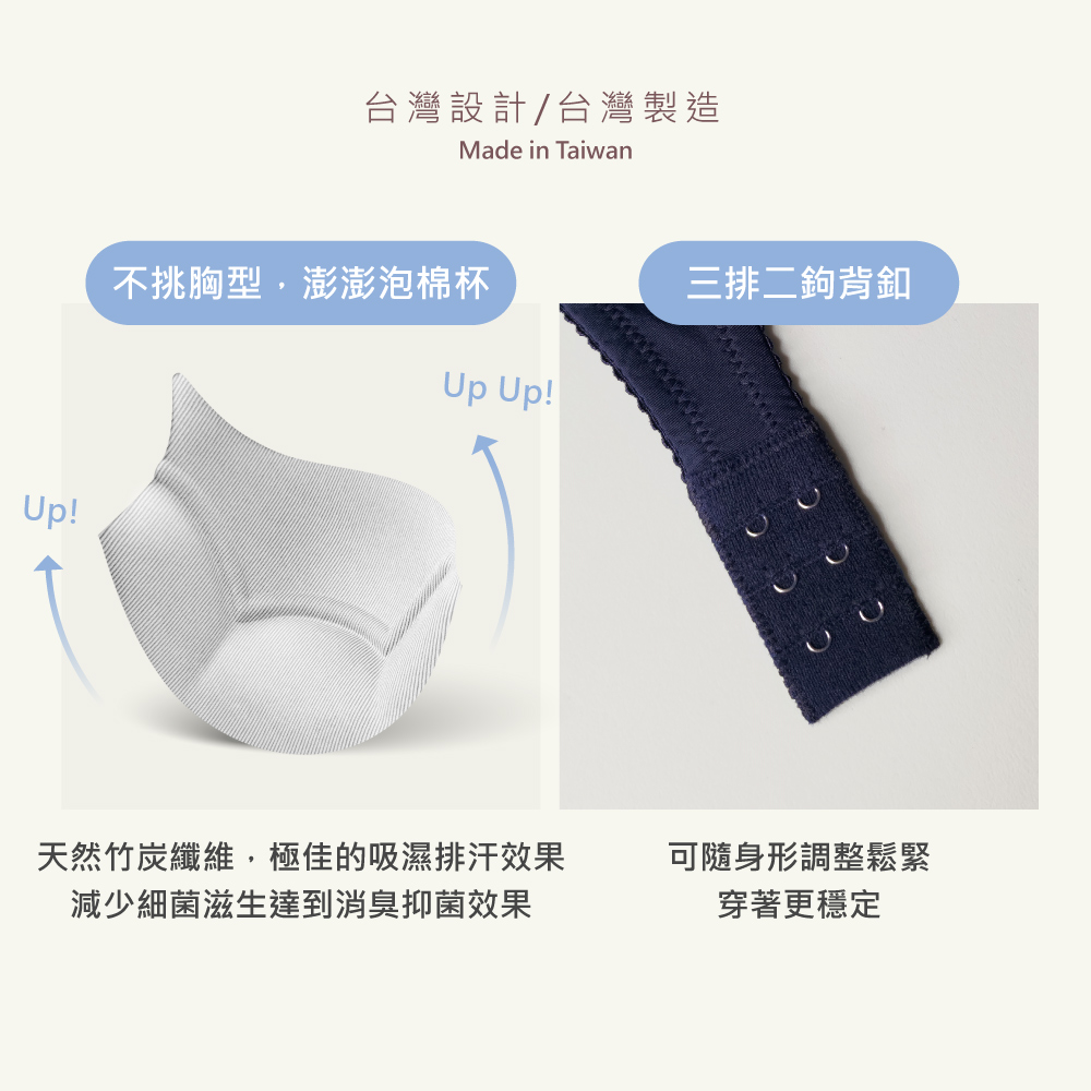 【Clany可蘭霓】 裸感新美學無痕軟鋼圈零著感BCD內衣 海軍藍 6903-57, , large