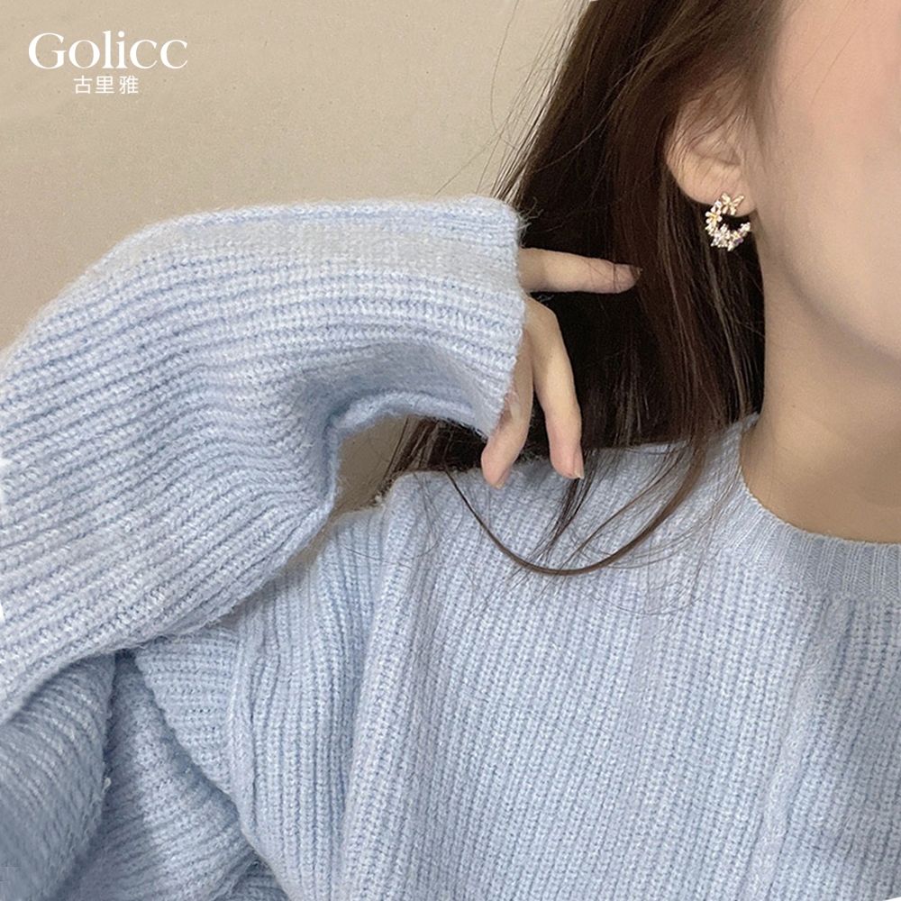 【Gulicc】古莉可 耳環 韓國蝴蝶鑲鑽花朵耳環