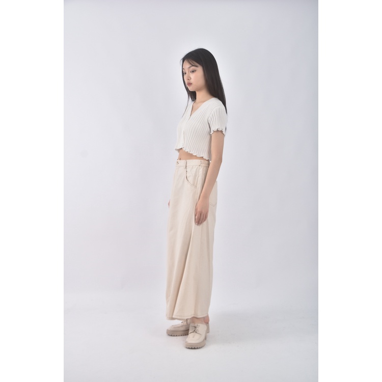 (S) 寬鬆杏色長裙二手衣, , large