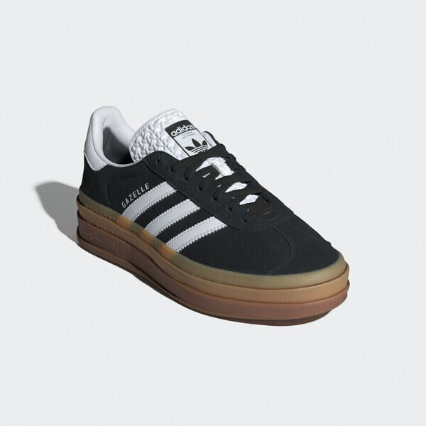 Kixpress-Adidas Gazelle Bold W 女 休閒鞋 經典 復古 三葉草 厚底 增高 黑 白 [IE0876], , large
