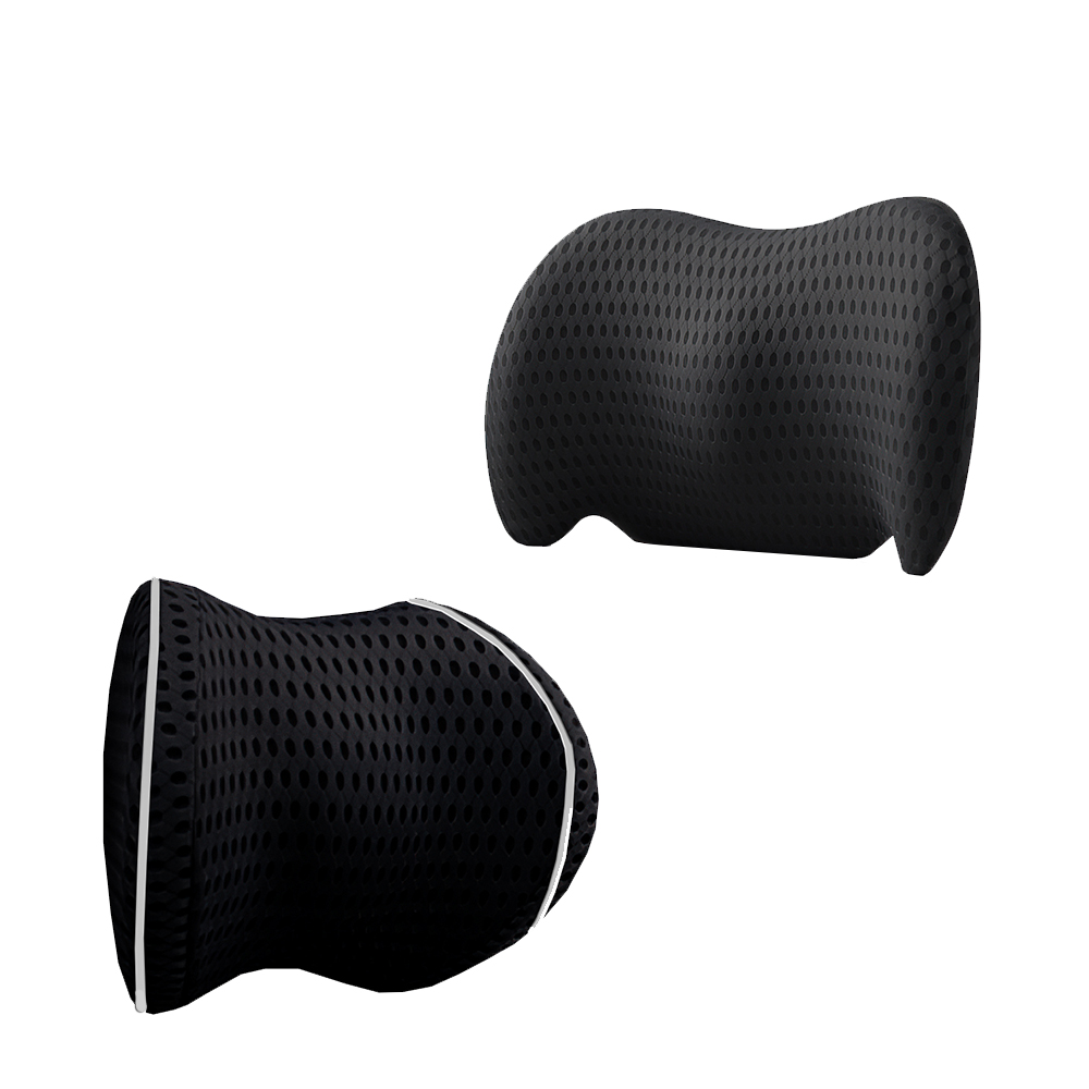 【上手家居】透氣汽車靠枕頭枕-2件組 黑色2件組合(汽車頭枕/汽車腰靠/車用頭枕/車用靠枕/車用枕頭/汽車靠墊/汽車枕頭), , large