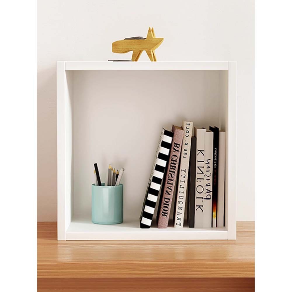 樂樂好好Q書架木質兒童儲物單元格書櫃 一行一列-白色 無背板款, , large