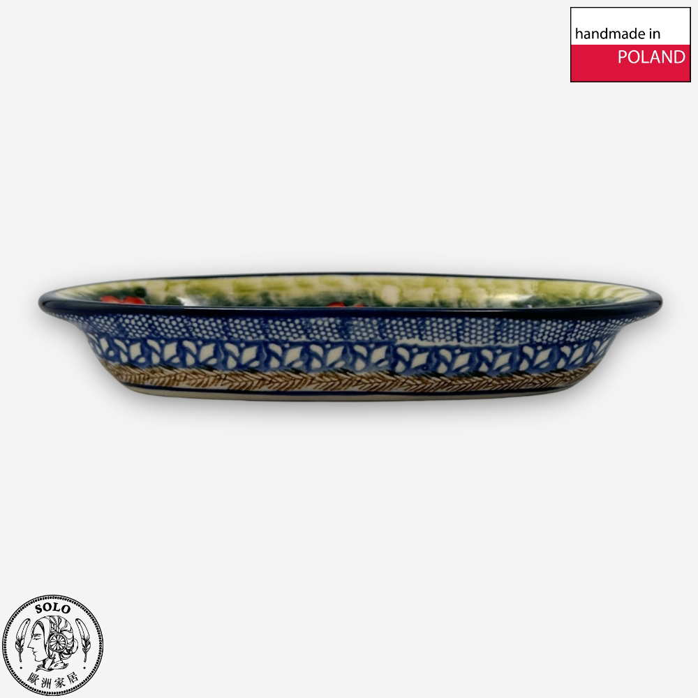 【SOLO Vintage】Cerraf Polish Pottery 19cm Oval Plate Banquet of Elegant Red Series Made in Poland, , large