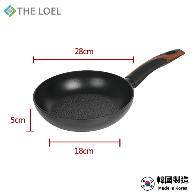 【THE LOEL】韓國天然原礦不挑爐不沾鍋系列-28cm平底鍋附鍋蓋, , large