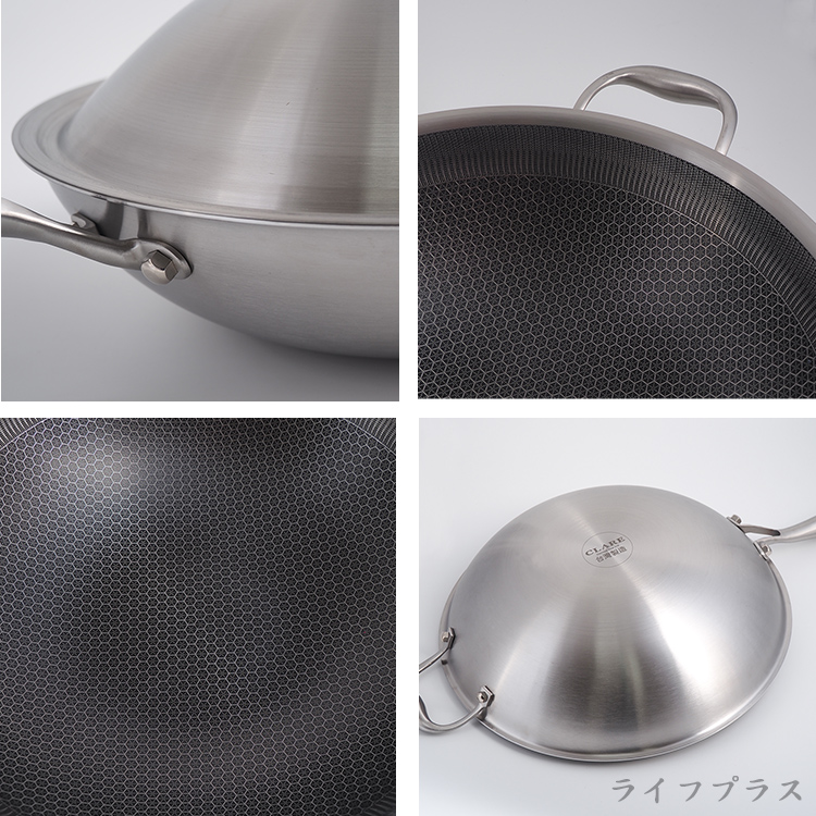 CLARE典鑽316不鏽鋼陶晶不沾炒鍋-36cm-單柄-附蓋-1支, , large