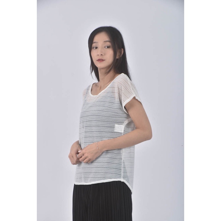 (XL) 微透白色短袖上衣二手衣, , large