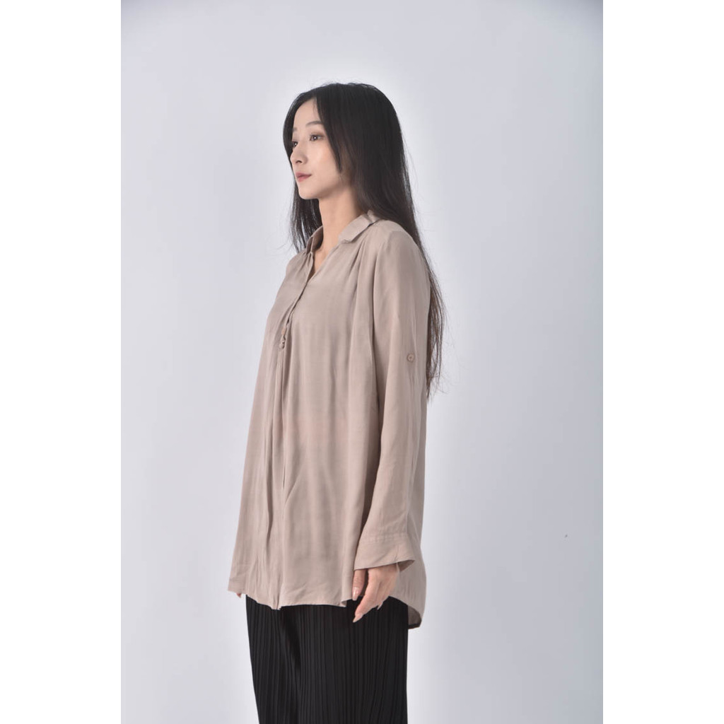 (XL) natural beauty basic質感素面杏色長袖上衣二手衣, , large