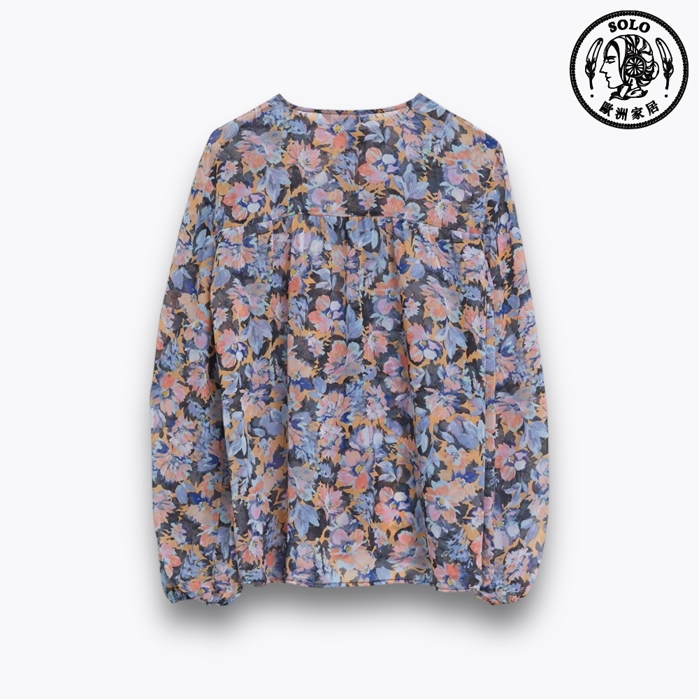 【SOLO Vintage】LCW Women's Flower Shirt Long Sleeve Blouse Made in Turkey 40, , large