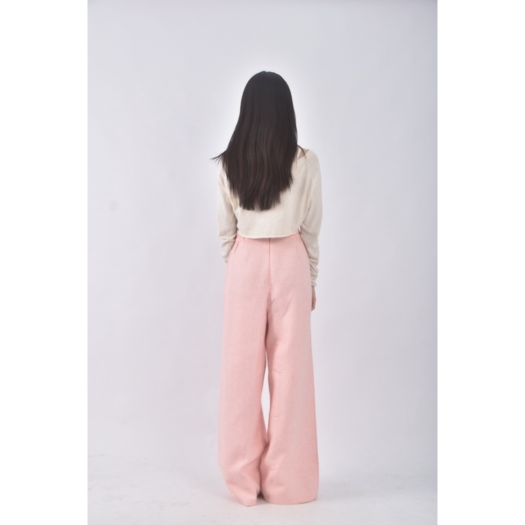 (M) air space lady高腰小香風寬鬆粉色長褲二手衣, , large