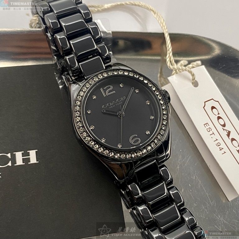 [星晴錶業]COACH手錶,28mm,CH00131黑色錶面黑錶殼深黑色陶瓷錶帶款, , large