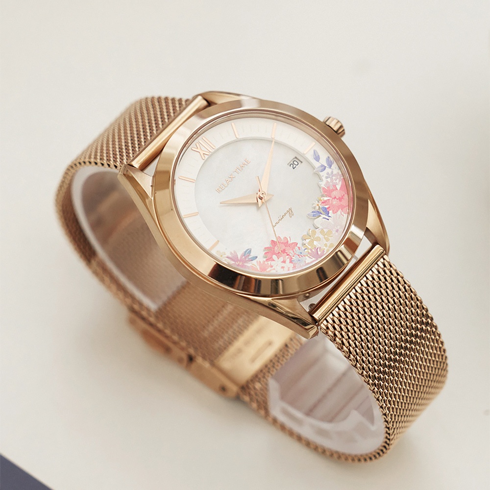Relax Time wwiinngg 插畫家聯名花卉女錶-晨曦琉璃/36mm RT-106-01, , large