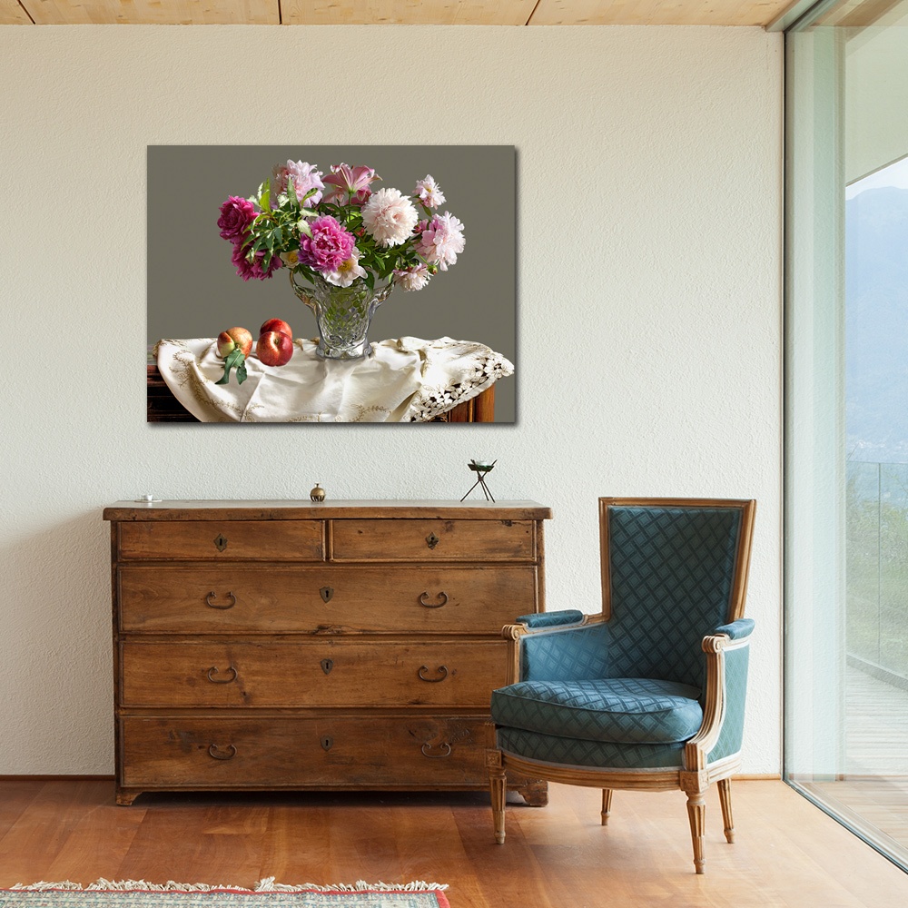 【御畫房】牡丹花開 國家一級畫師手繪油畫60×80cm(VF-154), , large
