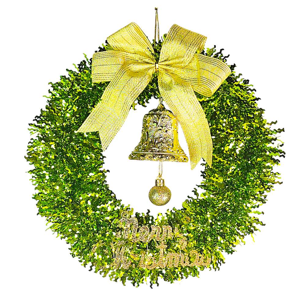 摩達客11吋時尚果綠系金蔥彎絲聖誕花圈_台灣工藝免組裝_本島免運費, , large