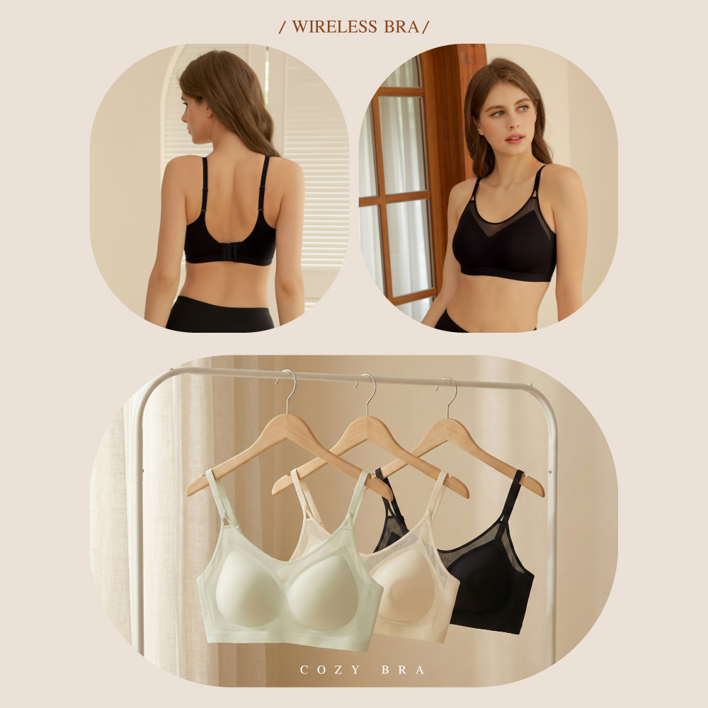 【伊柔EVEROY】偷心視角 無痕裸感無鋼圈內衣 M-2XL｜網紗微性感 W033-63 霧光黑, , large