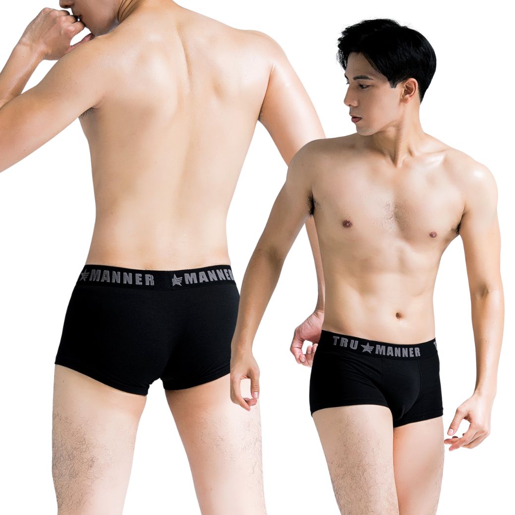 【NEONER】莫代爾男性平口低腰抗菌內褲-黑色