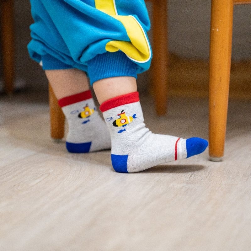 [Kaimei Cotton Industry] 10 pairs set, random and excellent, MIT made in Taiwan, pure cotton anti-slip children's socks (3-6 years old) - Maritime Expedition Team, , large