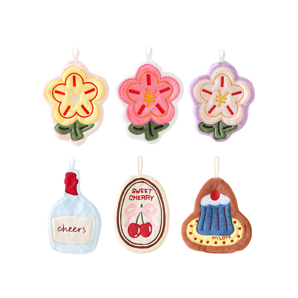 【Besthot】趣味造型珊瑚絨擦手巾 6入組, , large