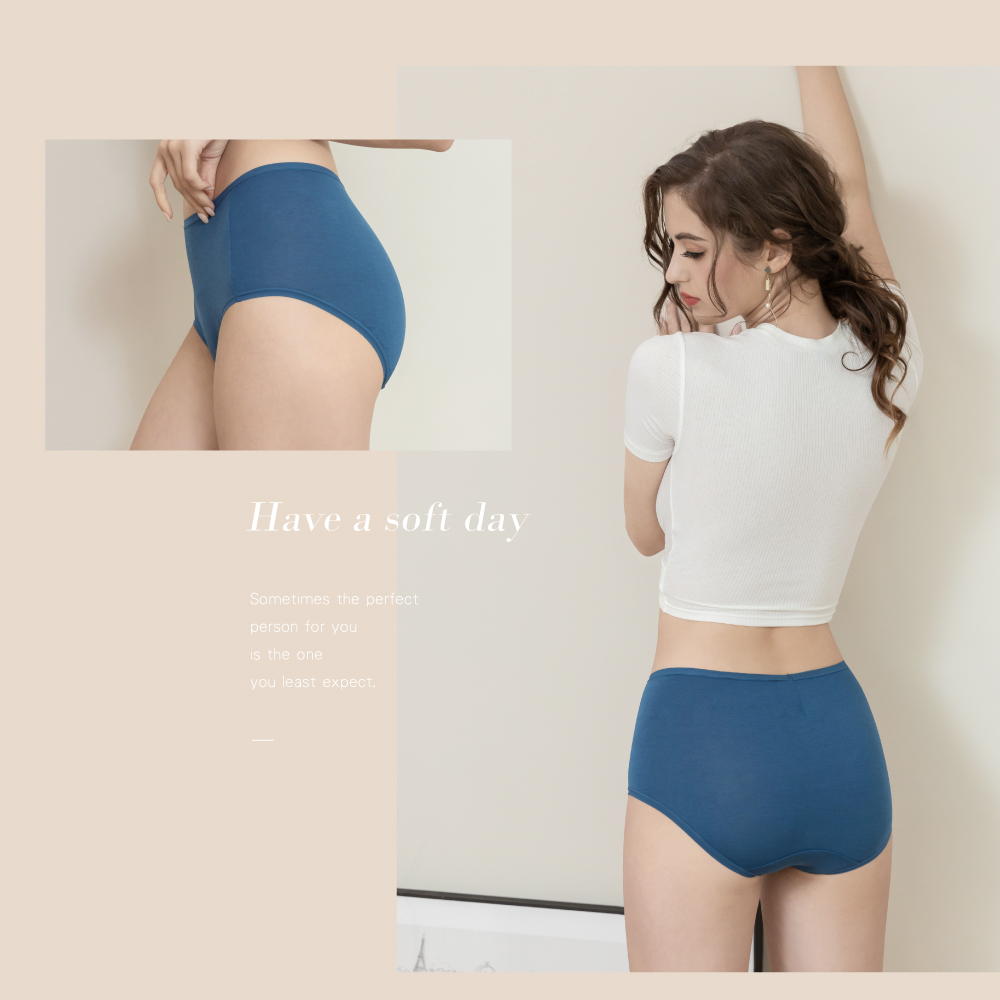 【Clany可蘭霓】竹碳天絲棉抑菌中腰內褲M-XL 藍色 2220-55, , large