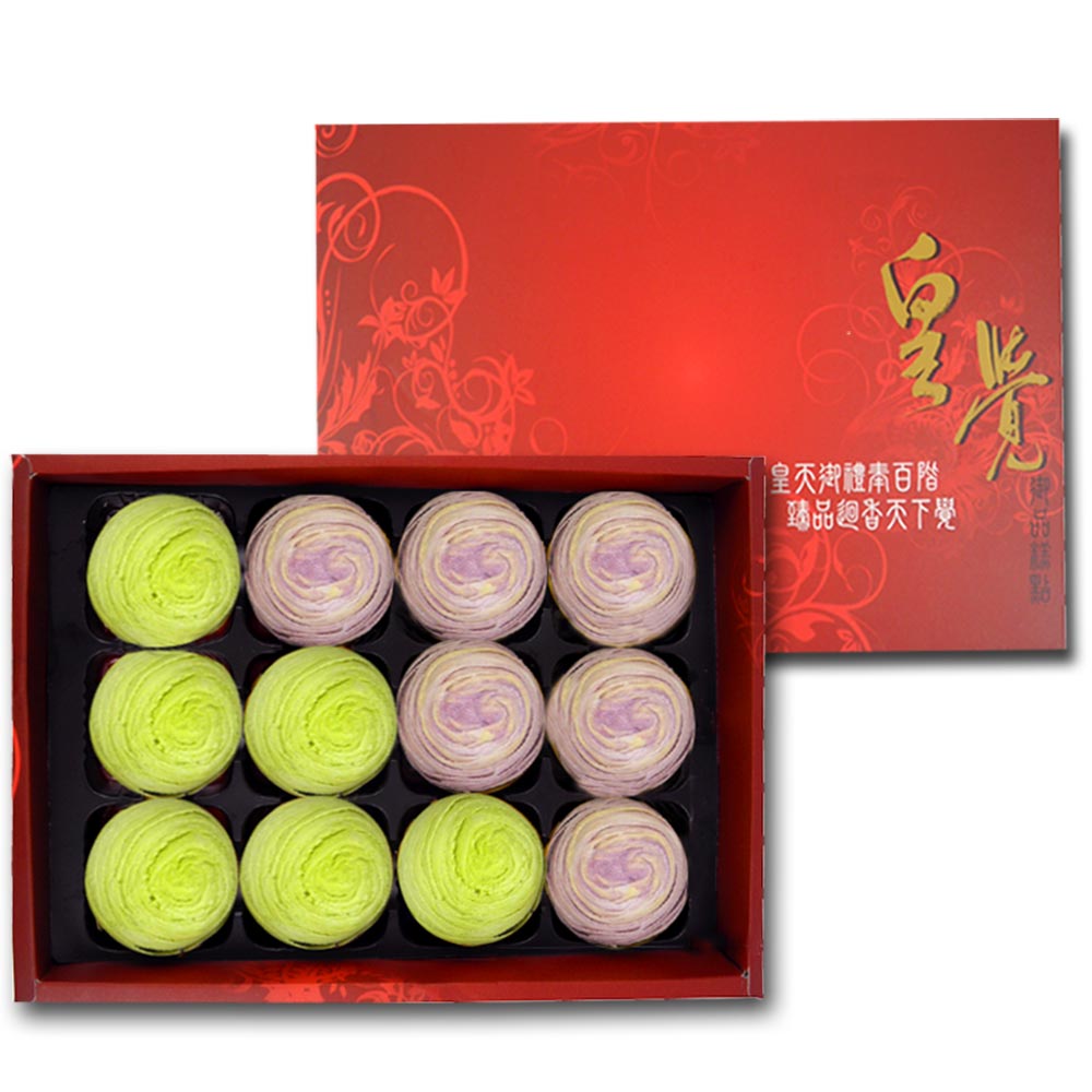 [永全鑫]皇覺 中秋臻品系列-彩旋酥12入禮盒組(芋頭)*3, , large