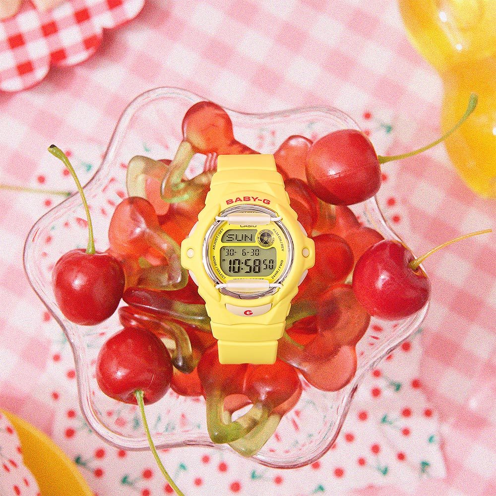 CASIO 卡西歐 Baby-G 甜美櫻桃 電子錶 手錶-黃 BG-169CH-9, , large