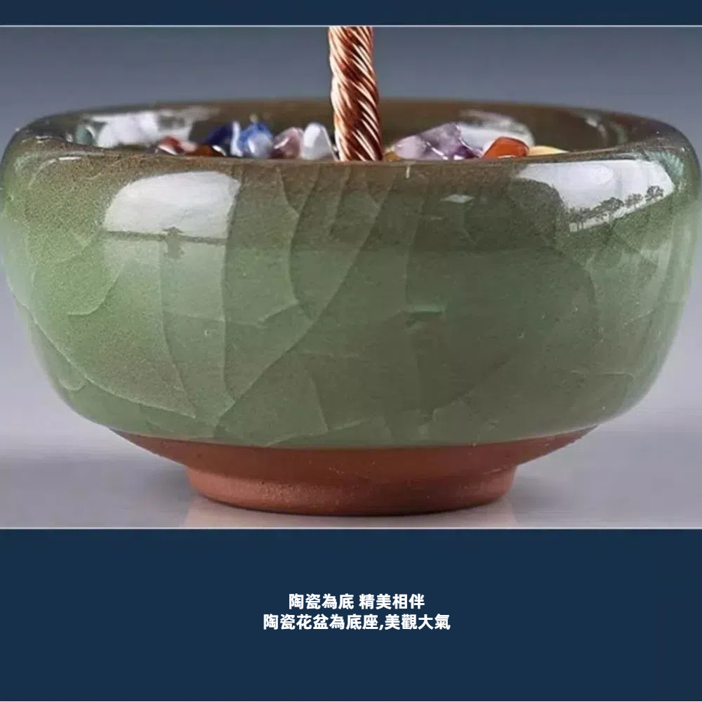 【A&R】發財水晶樹聚寶盆 迷你款 - 粉水晶, , large