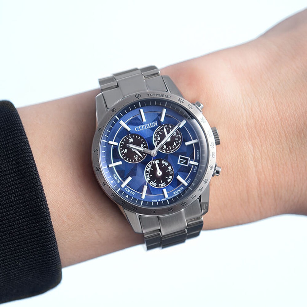 CITIZEN 星辰 限量 日本藍 光動能紳士計時手錶 BL5590-55L, , large