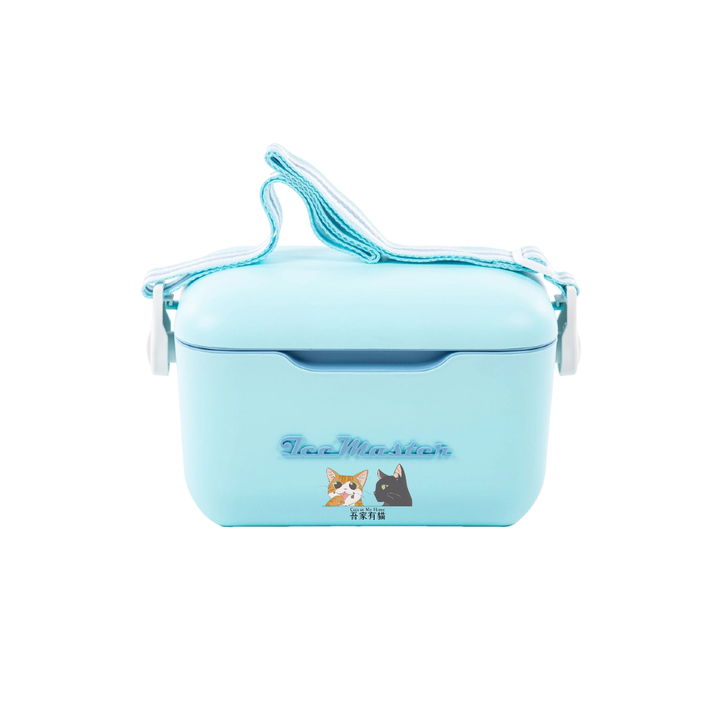 【A&R】吾家有貓之馬卡色系戶外手提保溫 保冷箱附肩帶 13L - 藍色, , large