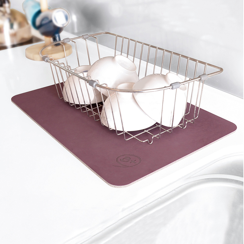 【Monster】 Soft Diatomaceous Earth Absorbent Sink Draining Mat (45x30cm) – Grape Purple, , large