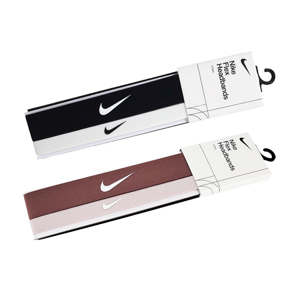 NIKE FLEX 頭帶 2PK 止汗髮帶 健身 訓練 跑步 運動 簡約 素色 伸縮 柔軟 穩定 彈性 舒適 白黑 淺紫, 淺紫, large