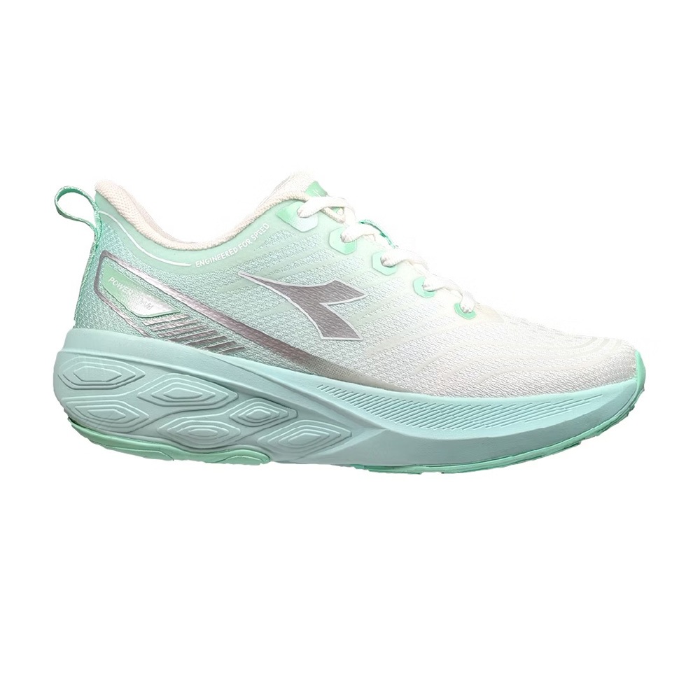 DIADORA迪亞多那 勁速輕量慢跑鞋 女運動鞋 女鞋 透氣 舒適 緩衝 厚底 吸震 回彈 足弓支撐 止滑 白綠 白紅, , large