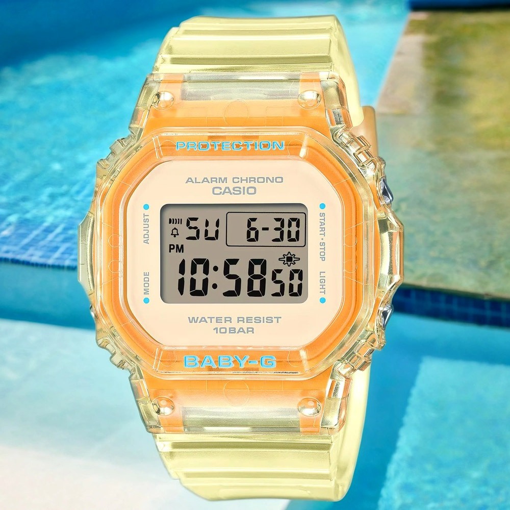 CASIO 卡西歐 BABY-G 夏季透明方形女錶電子錶 BGD-565SJ-9, , large
