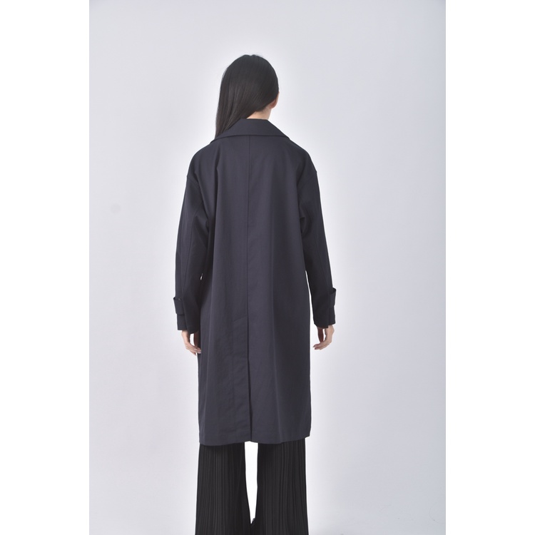 (L) muji質感風衣黑色外套二手衣, , large