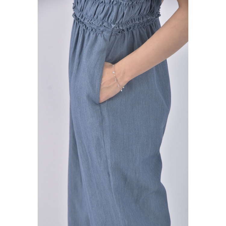 (M) lovfee高腰質感吊帶藍色連身裝二手衣, , large